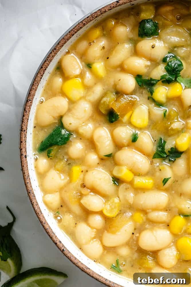 completed Vegan White Bean Chili in a bowl