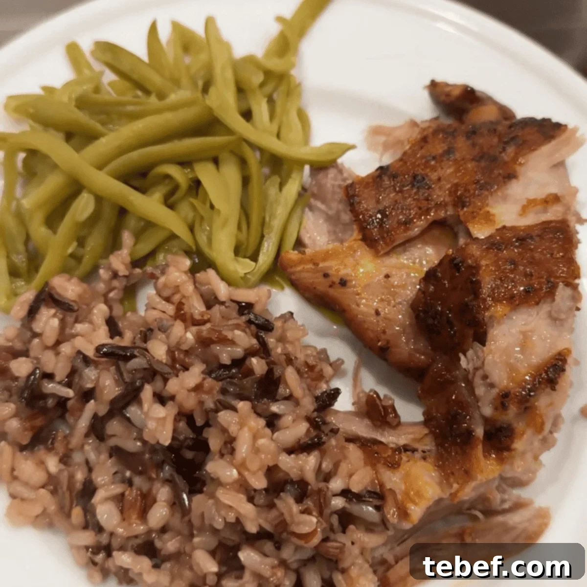 Balanced Plate with Salmon, Green Beans and Rice