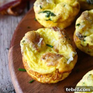 Buttermilk Bacon and Egg Bites Recipe for Brunch or Meal Prep 14 Close-up of a buttermilk bacon egg bite.