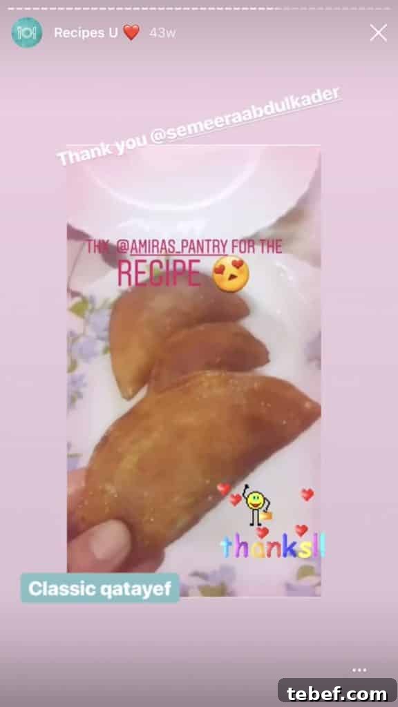 A close up of food, with Qatayef made by a fan