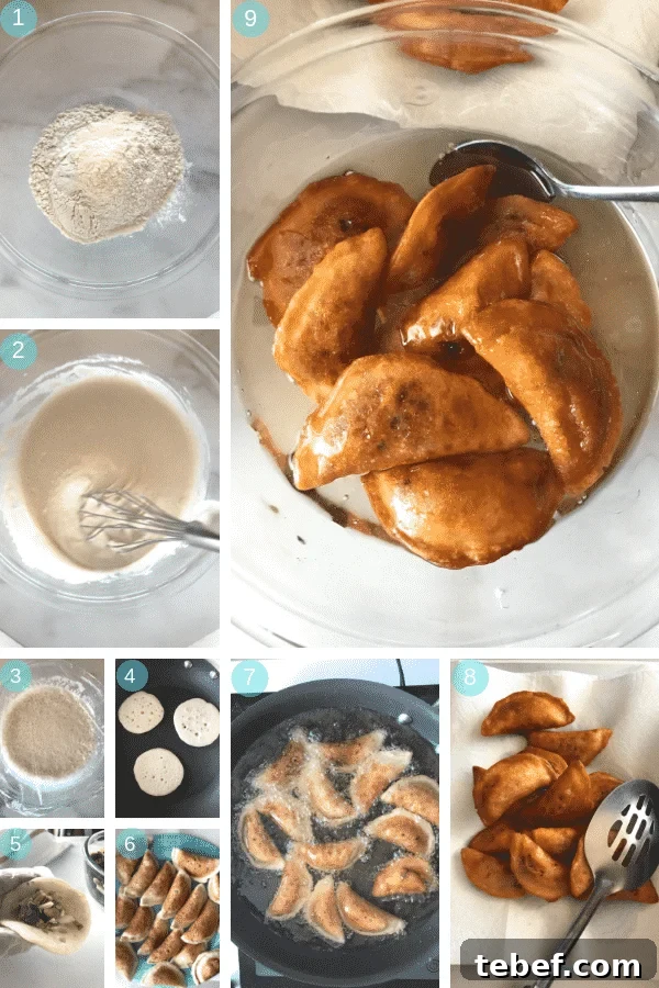 Step by step photos for making Qatayef