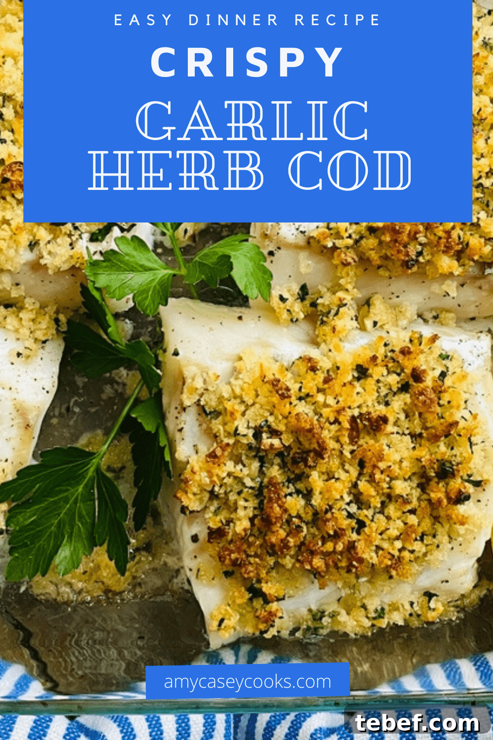 Cod topped with panko and baked.