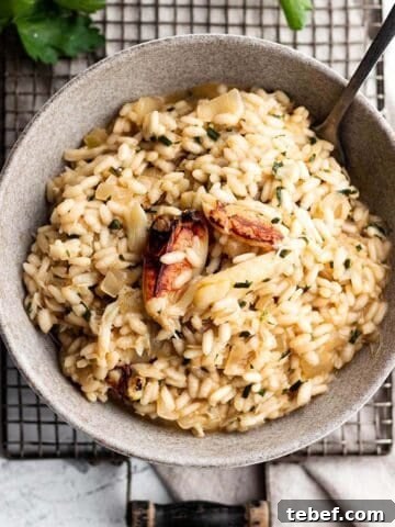A small bowl full of risotto topped with fresh crab meat.