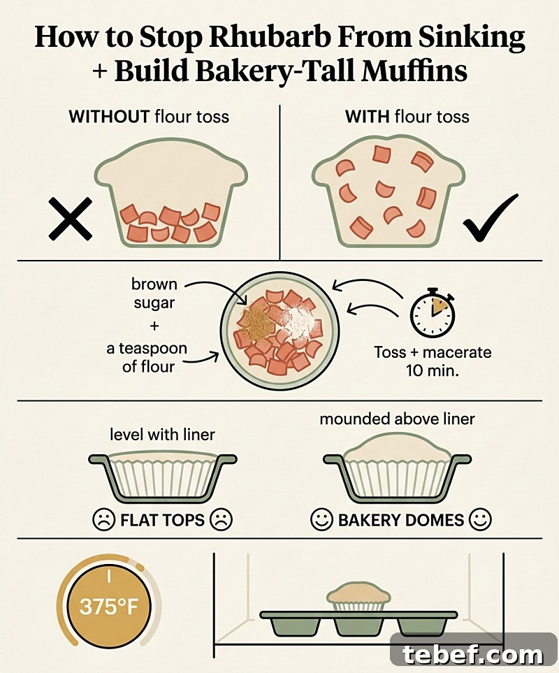 How to Stop Rhubarb From Sinking + Build Bakery-Tall Muffins