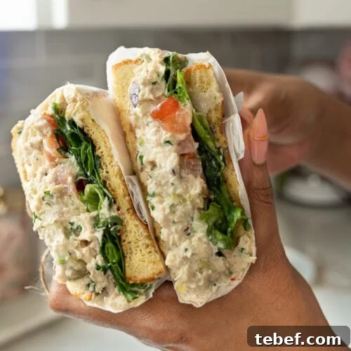 Quick Tuna Salad Recipe with Simple Ingredients 8 Protein-packed tuna salad sandwich with Italian dressing, perfect for lunch