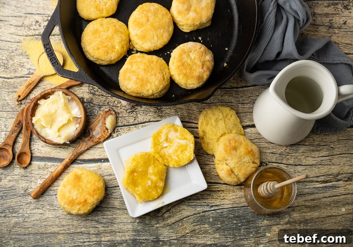 Skillet Cornmeal Biscuits: Crispy Golden Biscuits from Cast Iron 3 skillet cornbread biscuits