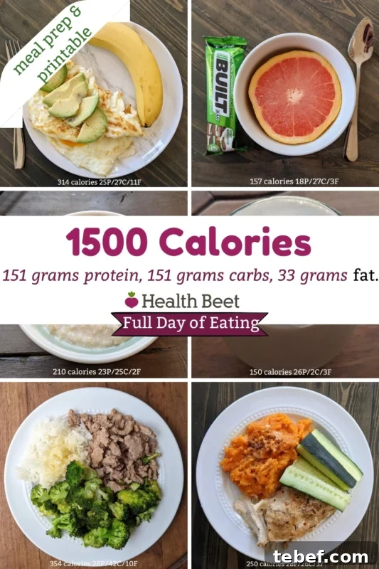 1500 Calorie Meal Plan & Printable: 40/40/20 Macro Day 9 meal prep and printable for 1500 calorie day