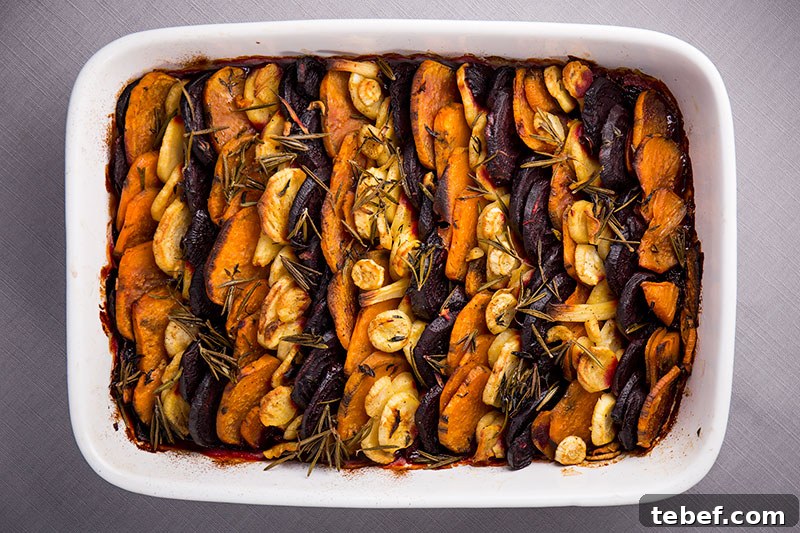 Slow roasted root vegetable tian