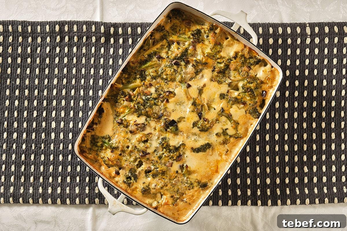 How to Trim, Chop, and Cook Broccoli for Perfect Results 7 Creamy broccoli casserole in dish.