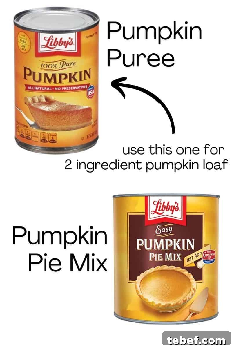 Two-Ingredient Pumpkin Spice Cake Bread (From Spice Cake Mix) 4 difference between pumpkin puree and pumpkin pie mix