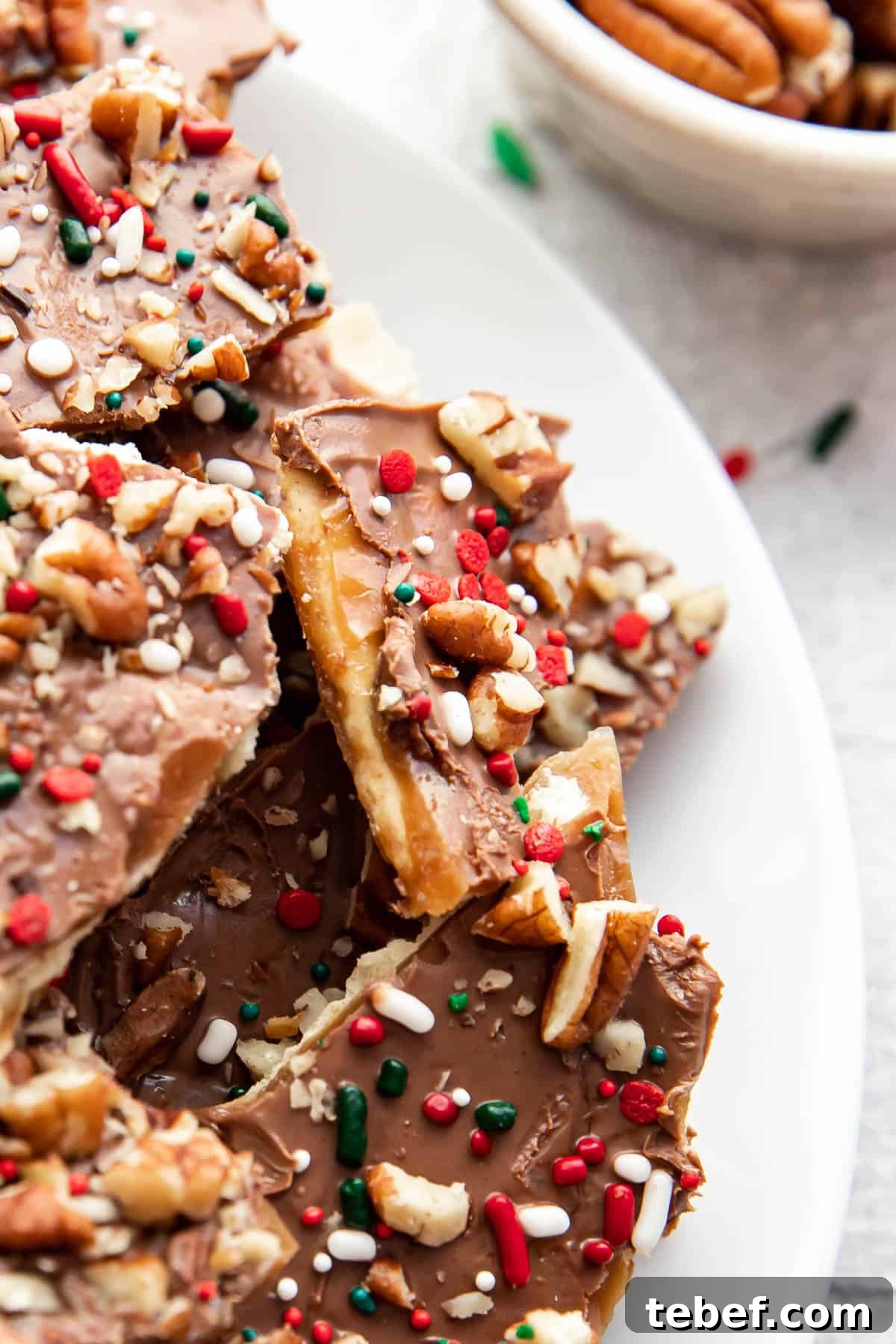 Saltine Toffee (Christmas Crack) — Sweet and Salty Holiday Candy 4 Caramel bubbling in pan