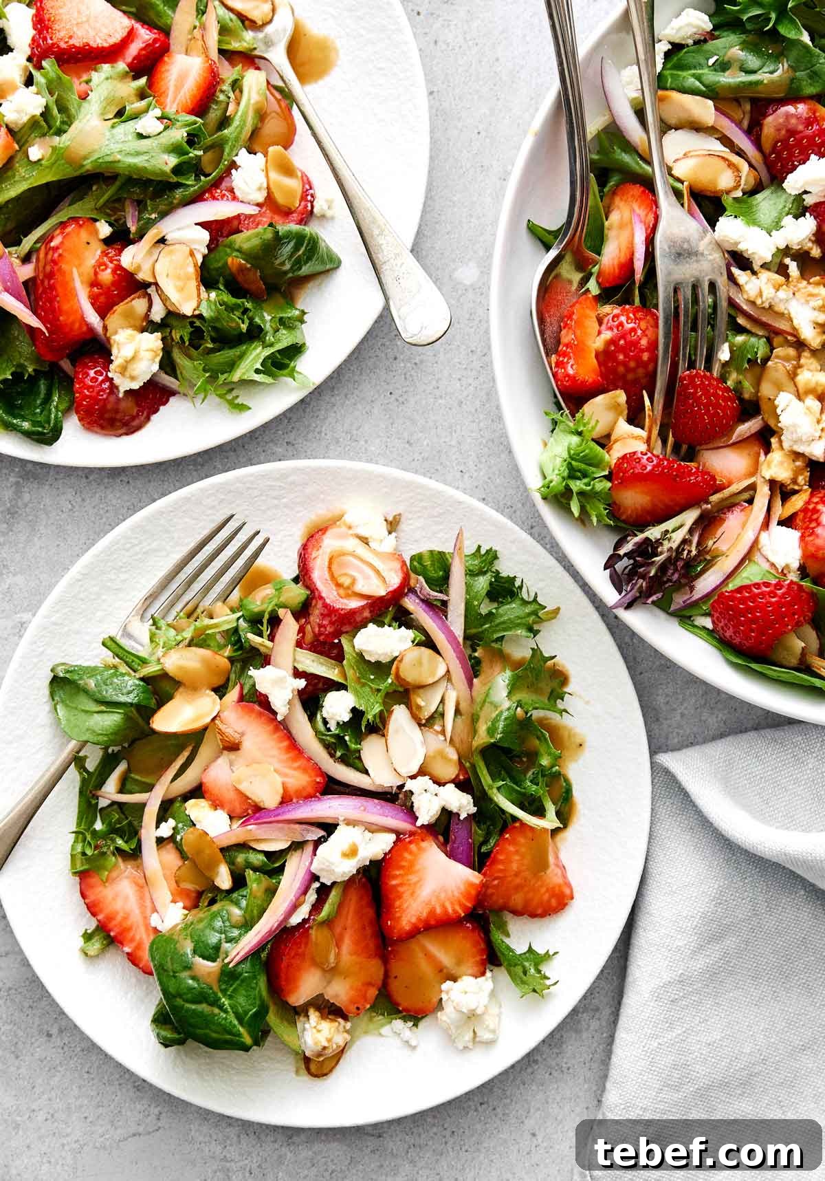 These healthy homemade salad dressings are the key to enhancing every salad recipe on my website! Some are creamy dressings, while others are bright and tangy vinaigrettes. But each will make every spring salad and summer salad into a delicious one. Healthy salad dressings featuring a strawberry salad with balsamic.