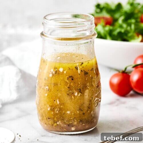 14 Flavorful Salad Dressings and Vinaigrettes for Fresh Salads 4 A glass jar of Italian dressing.