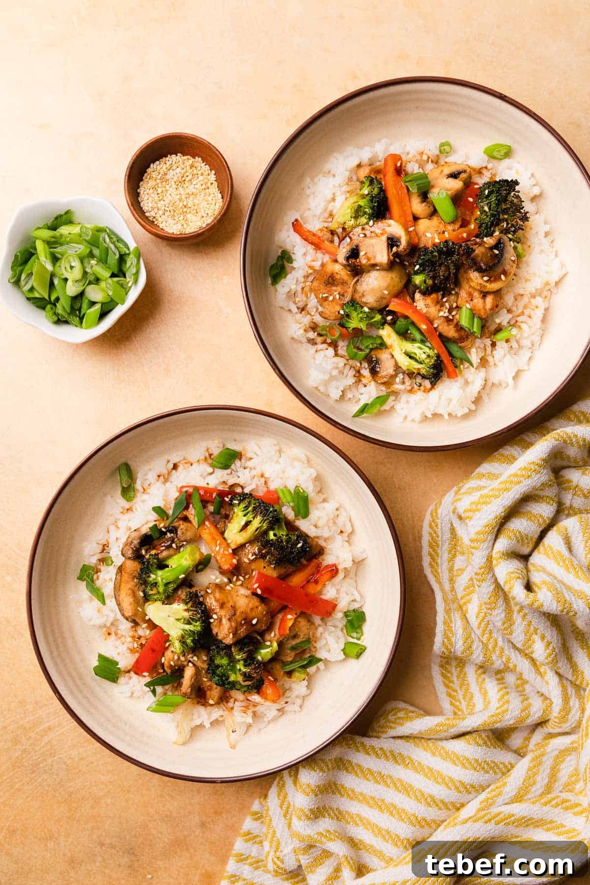 the recipe completed and served in two bowls