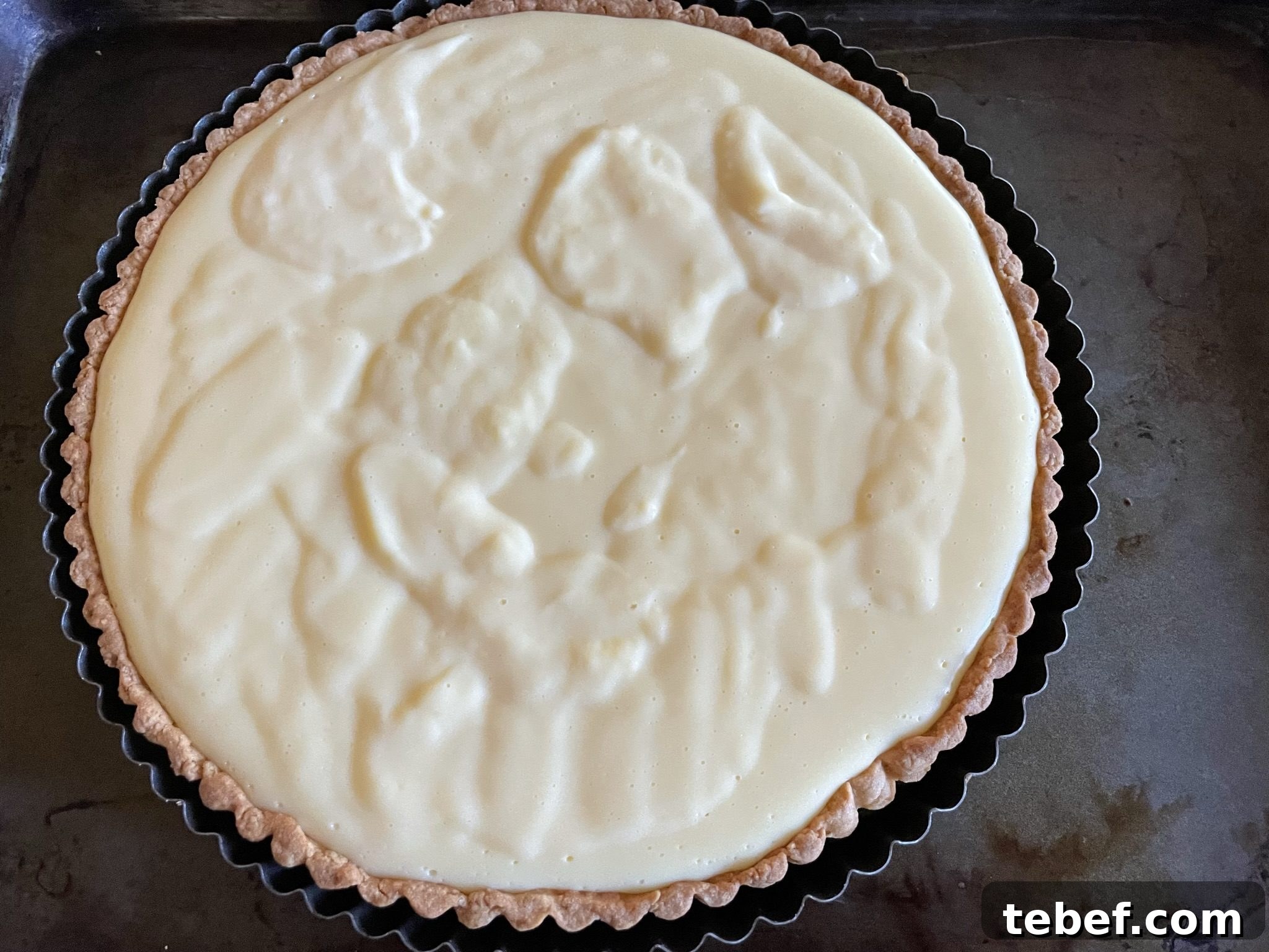 Custard in sweet crust pastry