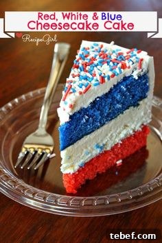 Red White and Blue Cheesecake Cake | 25+ Patriotic Treats