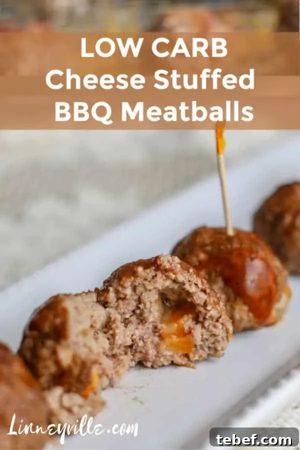 cheese stuffed bbq meatballs pin 2