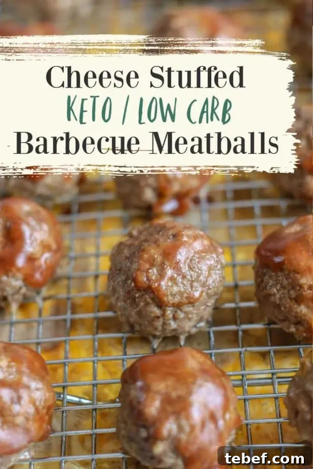 cheese stuffed barbecue meatballs pin