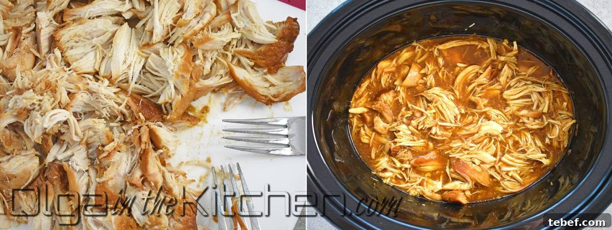 shredding pulled chicken