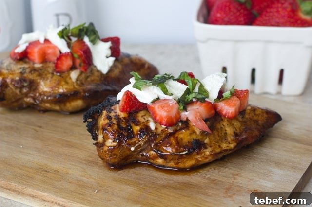 Balsamic Grilled Chicken with Strawberries & Goat Cheese