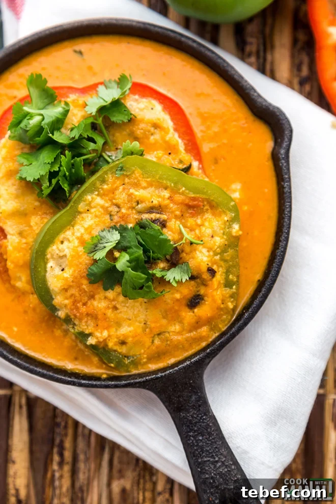 Potato Paneer Stuffed Bell Peppers In Tomato Curry